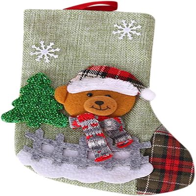 Christmas Stocking,Tree Beads Large Christmas Decorations Santa Claues Socks Plaid Doll Linen Socks Christmas Tree Pendant Ornaments Bag Vintage Easter Garland (Color : D, Size : One Size)