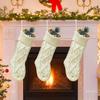 Christmas Stocking,Pearl Beaded Garland Christmas Stockings Christmas Indoor Christmas Stockings with Large Classic Christmas Stockings Fireplace Gifts Knitted Decorations Hanging Swinging Car Pig view 4
