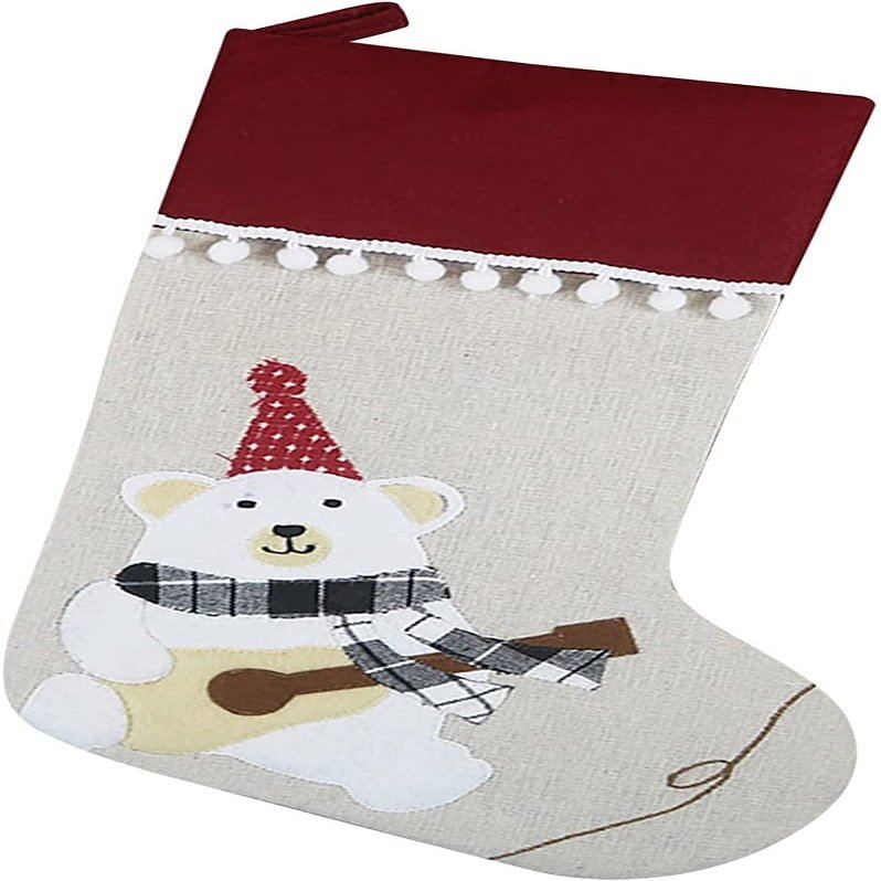 Christmas Stocking,Gnome Ornament Set of 3 Christmas Socks 18" Large Plush Christmas Socks Gift Bags and Ornaments for Fireplace Indoor Festive Christmas Party Plain Ceramic Ornaments to Decorate