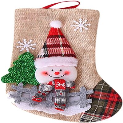 Christmas Stocking,Tree Beads Large Christmas Decorations Santa Claues Socks Plaid Doll Linen Socks Christmas Tree Pendant Ornaments Bag Vintage Easter Garland (Color : B, Size : One Size)