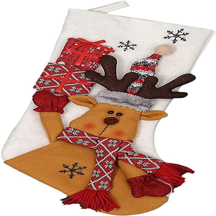 Christmas Stocking,Garland Holder for Stairs Candy Gifts Socks Personalized Fireplace Stocking Plush Christmas Home Decorations and Party Accessory for Kids Family Painted Glass Window Hangings Kids