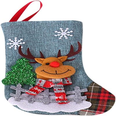 Christmas Stocking,Tree Beads Large Christmas Decorations Santa Claues Socks Plaid Doll Linen Socks Christmas Tree Pendant Ornaments Bag Vintage Easter Garland (Color : C, Size : One Size)
