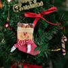 Christmas Stocking,Glass Ribbon Candy Decoration Christmas Stockings Hanging Stockings for Fireplace Tree Decor Sock Bag Candy Pouch Bag with Santa Snowman Penguin Car Accessories view 2