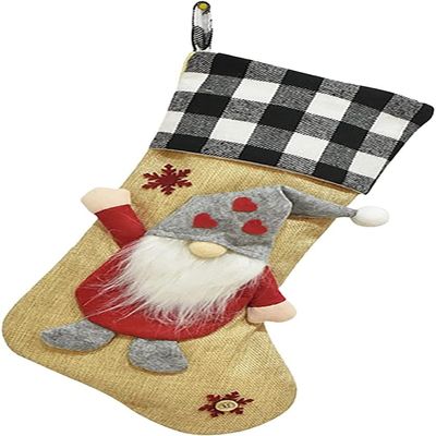 Christmas Stocking,Spotlight Mirror Ball Candy Gifts Socks Personalized Fireplace Stocking 3D Plush Christmas Home Decorations and Party Accessory for Kids Family Twig Garland with Lights Plug in