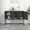 GOLINPEILO Metal Sideboard Storage Cabinet with 3 Doors, Steel Storage Cabinet for Living Room,Home,Hotel,Office,Garage, Anthracite 41.3"x13.8"x29.5" Steel view 4