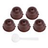Reusable K Cups, 5Pcs Refillable Coffee Filter Set with Spoon Coffee Pod Capsules with Integrated Mesh Strainer Compatible with Nescafe Dolce Gusto(Brown) view 1
