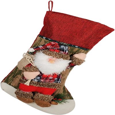 Christmas Stocking,Pearl String Beads Garland Santa Snowman Deer Gift Bag Decorative Fabric Christmas Socks Pendant Swinging Mirror Accessories (Color : A, Size : One Size)