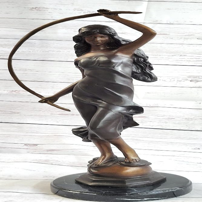 EUROPEAN BRONZE Art Nouveau Moreau Rare Pendule Sculpture Bronze Statue Dore HORLOGE SUPBERB Decorative Real Artwork Decor