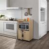 Kings Brand Furniture Ayla Microwave Cabinet with Storage and Upper Shelf for Kitchen Appliances - 2 Door Cabinet Kitchen Storage Cart - Wood Kitchen Cart with Lockable Castors Wheels - Beech view 1