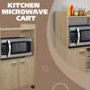 Kings Brand Furniture Ayla Microwave Cabinet with Storage and Upper Shelf for Kitchen Appliances - 2 Door Cabinet Kitchen Storage Cart - Wood Kitchen Cart with Lockable Castors Wheels - Beech view 2