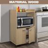 Kings Brand Furniture Ayla Microwave Cabinet with Storage and Upper Shelf for Kitchen Appliances - 2 Door Cabinet Kitchen Storage Cart - Wood Kitchen Cart with Lockable Castors Wheels - Beech view 4