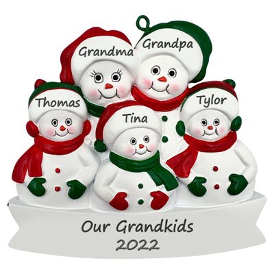 CHEERZEER CUSTOMIZE Grandparents and 3 Grandkids Christmas Ornament Personalized, Our Grandkids Ornament, Grandma Grandpa and Grandchildren