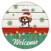 Christmas Ceramic Ornament Custom Dog Christmas Holiday Present Dog Christmas with Santa Hat Welcome Christmas Ornament for Boys Girls Round Ceramic Christmas Decoration view 4