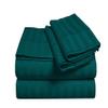 4 Piece Attached Waterbed Sheet-Set with Fitted Sheet Cool Breathable and Ultra Soft Rich 100% Egyptian Cotton 8 Inch Deep Pocket King/Cal-King Size, Teal Stripe view 1