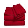 4 Piece Attached Waterbed Sheet-Set with Fitted Sheet Cool Breathable and Ultra Soft Rich 100% Egyptian Cotton 8 Inch Deep Pocket Super Single Size, Red Stripe view 1