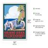 1929 Cap D'Antibes Grand Prix - Juan-les-Pins France - Vintage Car Racing Poster by Alexis Kow - Fine Art Matte Paper Print (Unframed) 16x20in view 2