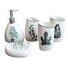 Ryakos Bathroom Accessories Sets Bathroom Accessories Set Ceramic 5 Piece Includes Soap Dispenser Soap Dish Toothbrush Cup 2 Tumbler Soap Dispenser Set (Color : B) view 1