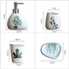 Ryakos Bathroom Accessories Sets Bathroom Accessories Set Ceramic 5 Piece Includes Soap Dispenser Soap Dish Toothbrush Cup 2 Tumbler Soap Dispenser Set (Color : B) view 2