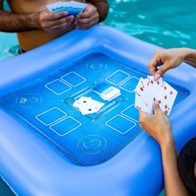 Poolcandy Floating Game Table with Waterproof Playing Cards 28 Inflatable Pool Card Table, Puncture-Resistant Vinyl, Self-Floating Poker Game Set
