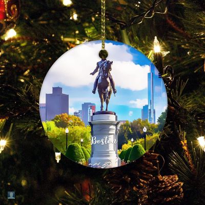Boston City Scene Christmas Ornament Cityscape Christmas Tree Ornaments Ornament for Christmas Tree Double Sided Porcelain Country Souvenir Gift
