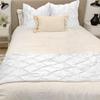 5 Pieces Pinch Pleated Bed Runners with 4 Pillow Shams Solid 100% Egyptian Cotton 1000 Thread Count, Soft Fade-Resistant Easy Care Decorative Bed Scarf Solid White view 2