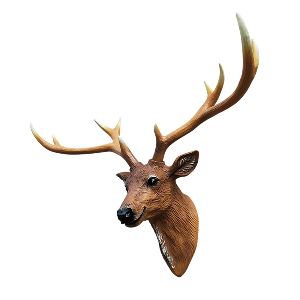 Large Faux Deer Head Wall Art,Deer Head Wall Decor Faux Taxidermy Animal Head Wall Art Pendant,Handmade Resin Deer Antlers Decor for Office Bar Holiday Home Decoration