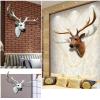 Large Faux Deer Head Wall Art,Deer Head Wall Decor Faux Taxidermy Animal Head Wall Art Pendant,Handmade Resin Deer Antlers Decor for Office Bar Holiday Home Decoration view 4