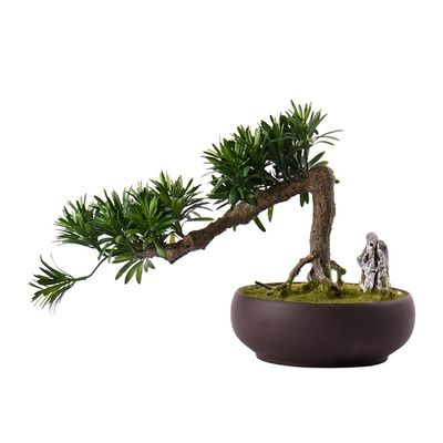 UNNS Small Bonsai Artificial Plant Simulation Welcome Pine Bonsai Decoration Zen Fake Green Plant Bonsai Hotel Tea Room Study Decoration Fake Tree Artificial Potted Plants