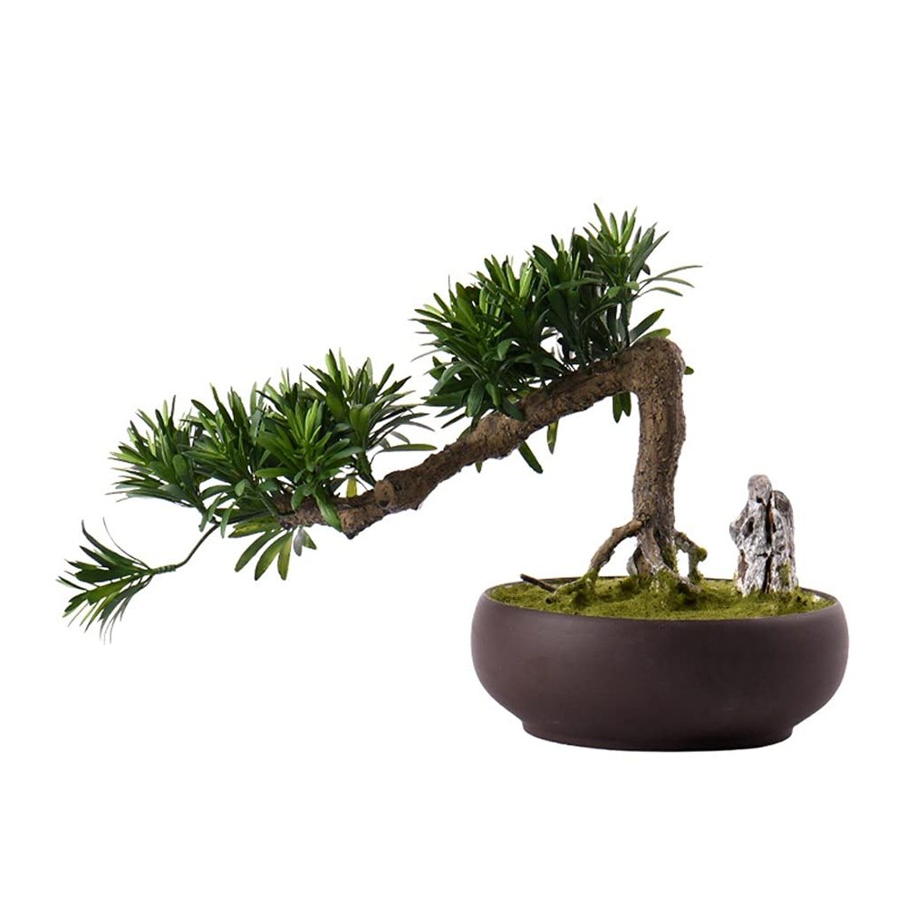 UNNS Small Bonsai Artificial Plant Simulation Welcome Pine Bonsai Decoration Zen Fake Green Plant Bonsai Hotel Tea Room Study Decoration Fake Tree Artificial Potted Plants