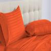 4 Piece Attached Waterbed Sheet-Set with Fitted Sheet Cool Breathable and Ultra Soft Rich 100% Egyptian Cotton 8 Inch Deep Pocket Queen Size, Orange Stripe view 2
