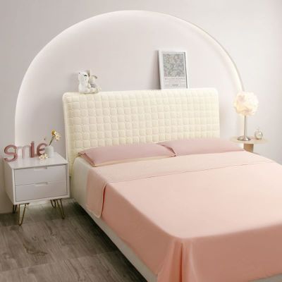 Cartoon Thicken Bed Headboard Cover Queen King Twin Full Size, Quilted Headboard Slipcover Dustproof Protector Cover Bed Head Cover Washable (Beige,100cm/39in)