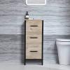 eclife 12" Bathroom Vanity Side Cabinet Floor Freestanding Cabinet W/3 Drawers & Metal Frame, Space Saver Storage Organizer for Bathroom (Oak) view 2
