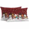Outdoor Pillow Covers Waterproof, Christmas Snowman All Weather Cushion Case Set of 2, Red Black Plaid Xmas Tree Winter Snowflake Lumbar Pillowcase for Sofa Couch Bed Decor Patio Furniture 20"x12" view 1