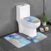 3 Piece Bath Mat Set Green Purple Marble Texture Bathroom Rug Non Slip Watercolor Marble Shower Rugs Extra Soft and Water Absorbent Floor Mats Toilet Contour Mat Lid Cover view 1