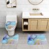 3 Piece Bath Mat Set Green Purple Marble Texture Bathroom Rug Non Slip Watercolor Marble Shower Rugs Extra Soft and Water Absorbent Floor Mats Toilet Contour Mat Lid Cover view 2