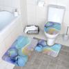 3 Piece Bath Mat Set Green Purple Marble Texture Bathroom Rug Non Slip Watercolor Marble Shower Rugs Extra Soft and Water Absorbent Floor Mats Toilet Contour Mat Lid Cover view 3