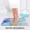 3 Piece Bath Mat Set Green Purple Marble Texture Bathroom Rug Non Slip Watercolor Marble Shower Rugs Extra Soft and Water Absorbent Floor Mats Toilet Contour Mat Lid Cover view 4