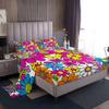 Feelyou Groovy Flower Bed Sheets Set Hippie Flowers Bohemian Sheet Set for Kids Decor Psychedelic Floral Sheets with Deep Pocket Fitted Sheet Retro Floral Boho Bedding Set 4Pcs Queen Size view 1