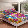 Feelyou Groovy Flower Bed Sheets Set Hippie Flowers Bohemian Sheet Set for Kids Decor Psychedelic Floral Sheets with Deep Pocket Fitted Sheet Retro Floral Boho Bedding Set 4Pcs Queen Size view 2