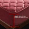 QQXX Quilted Velvet Fitted Sheet with 11.8in Deep Pockets,Ultra Soft Thick Wrinkle Free Bedding Sheet,Breathable Mattress Cover for Bed Mattress Protector,Blue,150x190cm(59x75) view 4