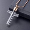 SHEIL Glass Cross Stainless Steel Cremation Necklace Hold Human/Pet Memorial Ashes Pendant Keepsake Jewelry in Stainless Steel view 2