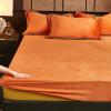 QQXX Velvet 11.8" Deep Pocket Fitted Sheet,Soft Thicken Bed Sheet, Winter Warm Mattress Protector Cover with Elastic Bottom for Bedroom Decoration,Orange,180x200cm(71x79) view 3
