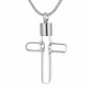 SHEIL Glass Cross Stainless Steel Cremation Necklace Hold Human/Pet Memorial Ashes Pendant Keepsake Jewelry in Stainless Steel view 1