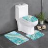 3 Piece Bath Mat Set Blue Liquid Marble Bathroom Rug Non Slip Natural Texture Marble Shower Rugs Extra Soft and Water Absorbent Floor Mats Toilet Contour Mat Lid Cover view 1