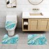 3 Piece Bath Mat Set Blue Liquid Marble Bathroom Rug Non Slip Natural Texture Marble Shower Rugs Extra Soft and Water Absorbent Floor Mats Toilet Contour Mat Lid Cover view 2