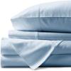LaxLinen Emperor Size Sheet Set Light Blue Solid- 4 Pc 100% Egyptian Cotton Adjustable Bed Sheets-All Around Elastic Fits up to 16" inches deep Pockets- 600 TC (Emperor- 84" X 84") view 1