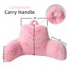 A Nice Night Faux Fur Reading Pillow Bed Wedge Large Adult Children Backrest with Arms Back Support for Sitting Up in Bed/Couch for Bedrest,BabyPink view 2