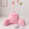 A Nice Night Faux Fur Reading Pillow Bed Wedge Large Adult Children Backrest with Arms Back Support for Sitting Up in Bed/Couch for Bedrest,BabyPink view 3