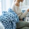 MHUQIA Chunky Knit Blanket 50x60in, Queen Size Handmade Luxury Chenille Blanket, Soft Cozy Woven Blanket for Couch Sofa Bed, Tight Braided Thick Cable Knitted Black Throw Blanket view 4