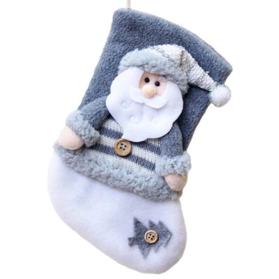 JUNYY Christmas Thick Fleece Stocking Gift Bag Creative Xmas Tree Fireplace Hanging Ornament Party Decorations(Style 1)